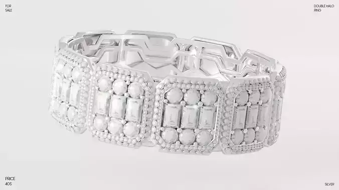 PRINCESS DOUBLE-HALO RING FOR SECONDLIFE Low-poly 3D model