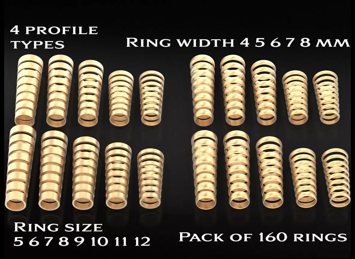 Pack of engagement rings 722 3D print model