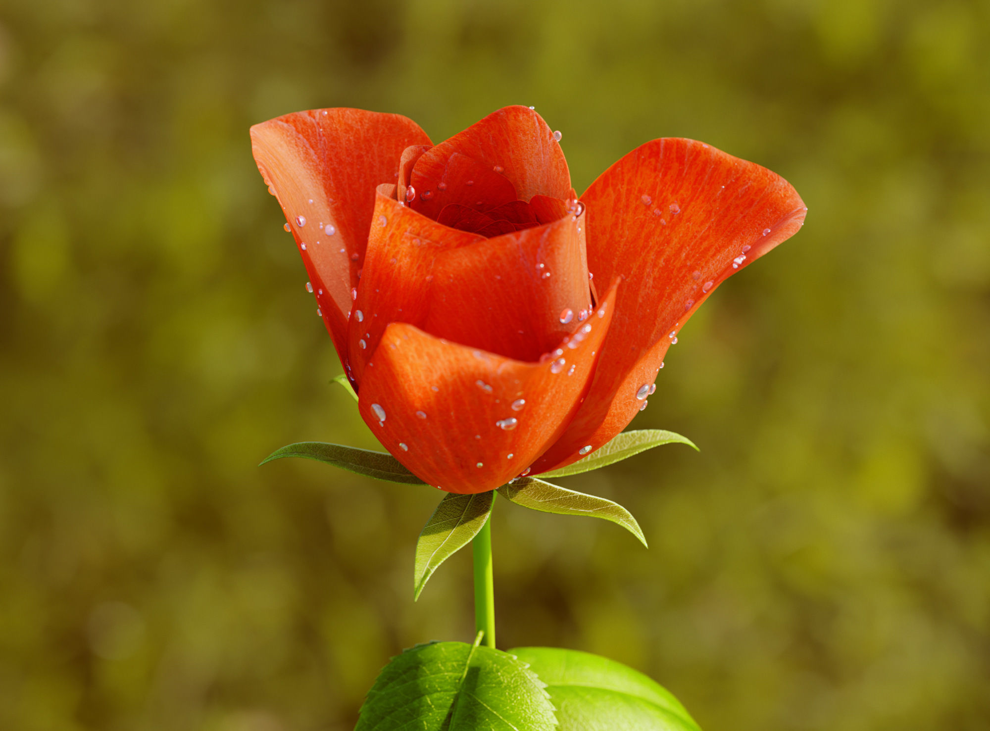 Rose Flower Growth Animation 3D model_4