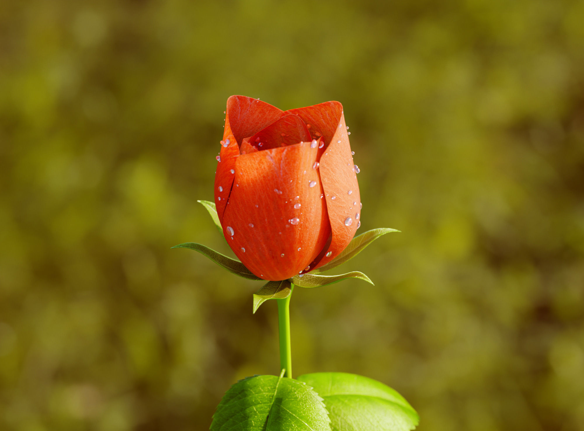 Rose Flower Growth Animation 3D model_3