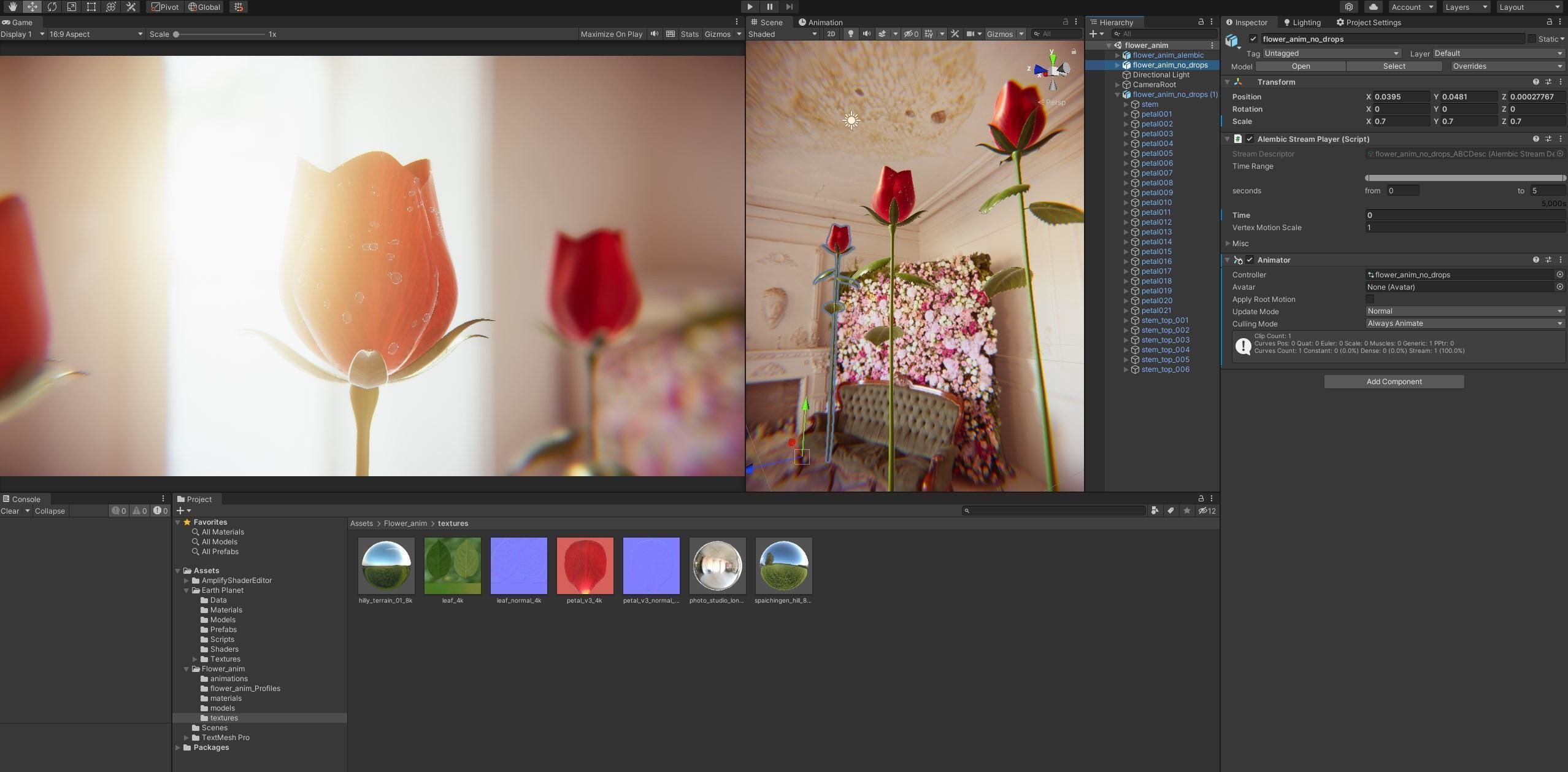 Rose Flower Growth Animation 3D model_8