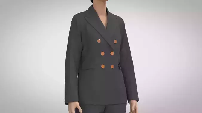 Double-Breasted Women Blazer - Semi Fitted