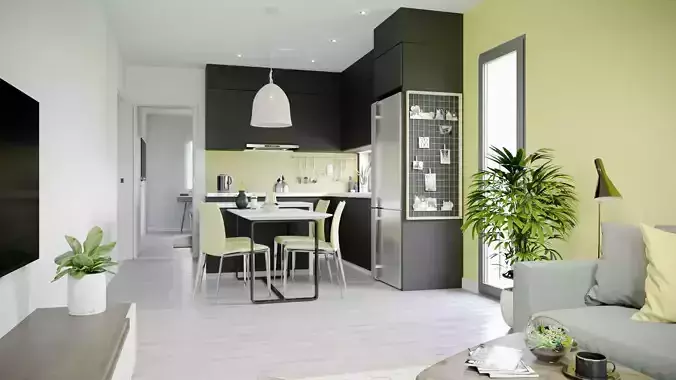 Yellow Modern Apartment 3D model