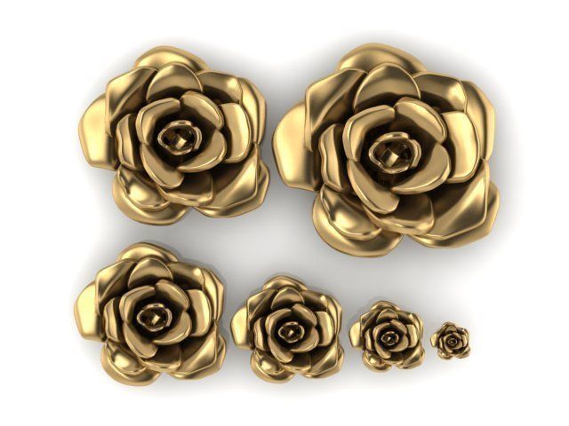 6 Pieces of Flowers 3D print model_1