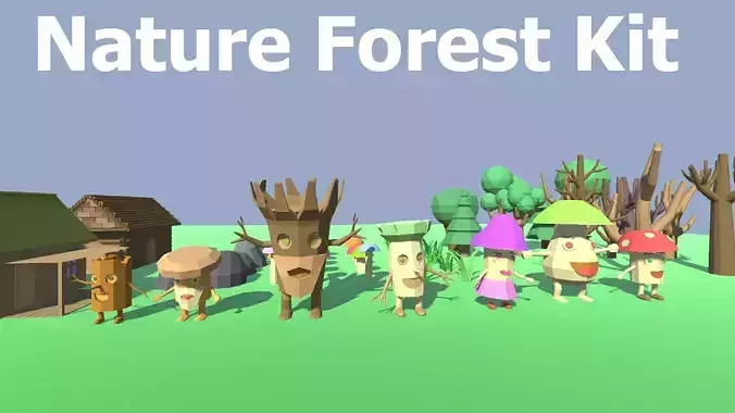 Low Poly  Forest Kit Low-poly 3D model