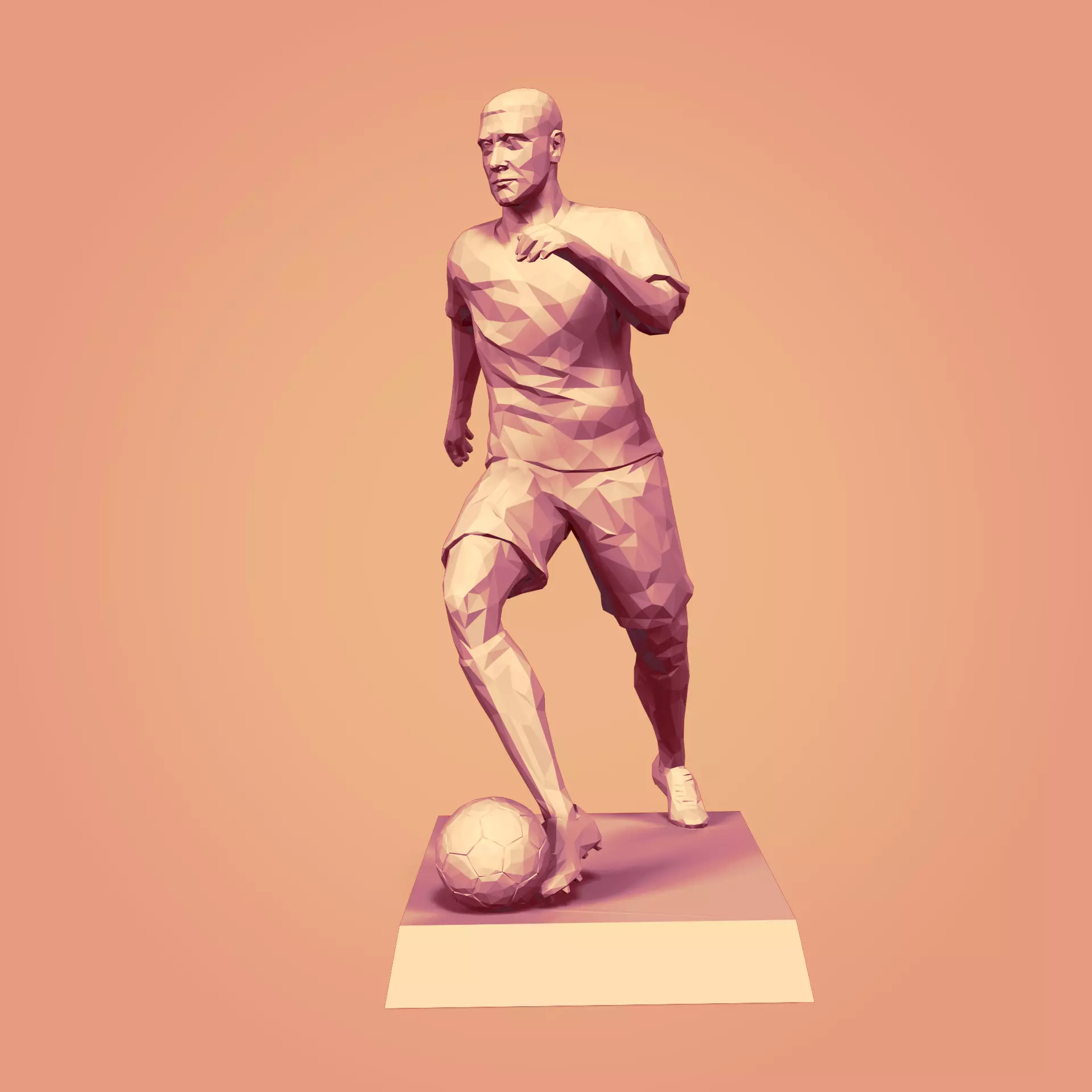 Polygonal Soccer Player Trophy -- Ready for 3D Printing 3D print model
