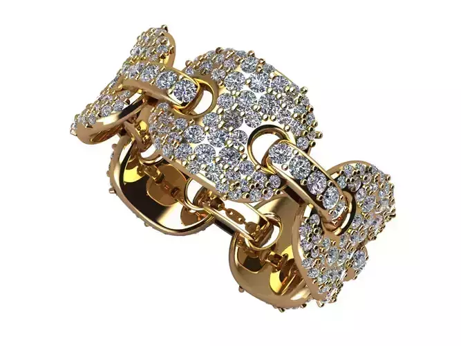 Coin Ring with Round diamond full pave