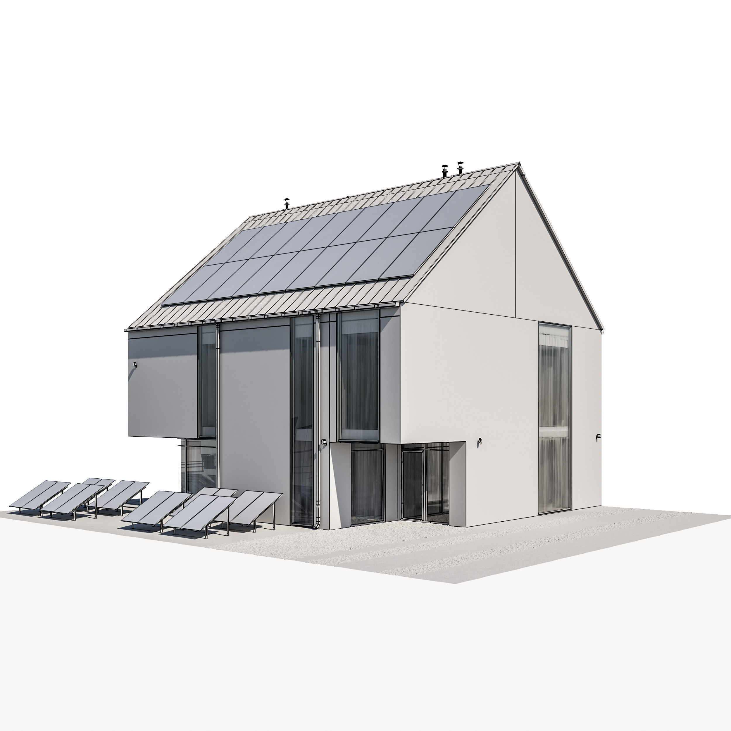 Modern house 26 at night 3D model_5