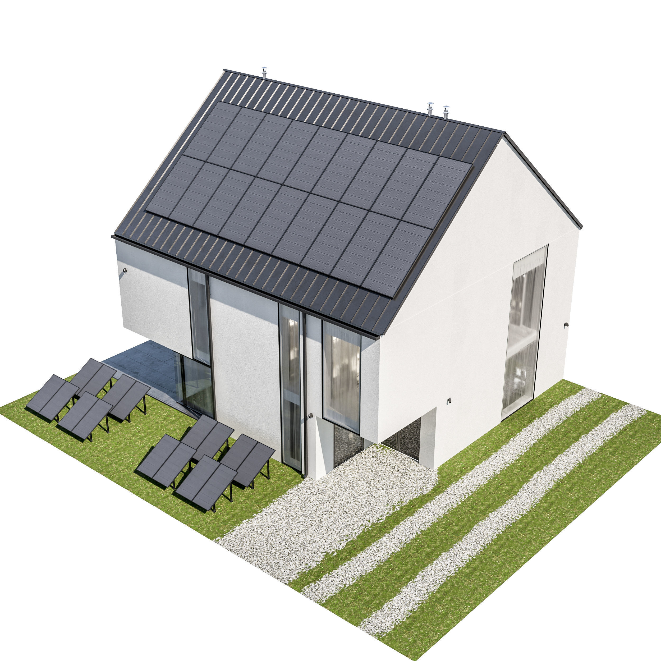 Modern house 26 at night 3D model_2