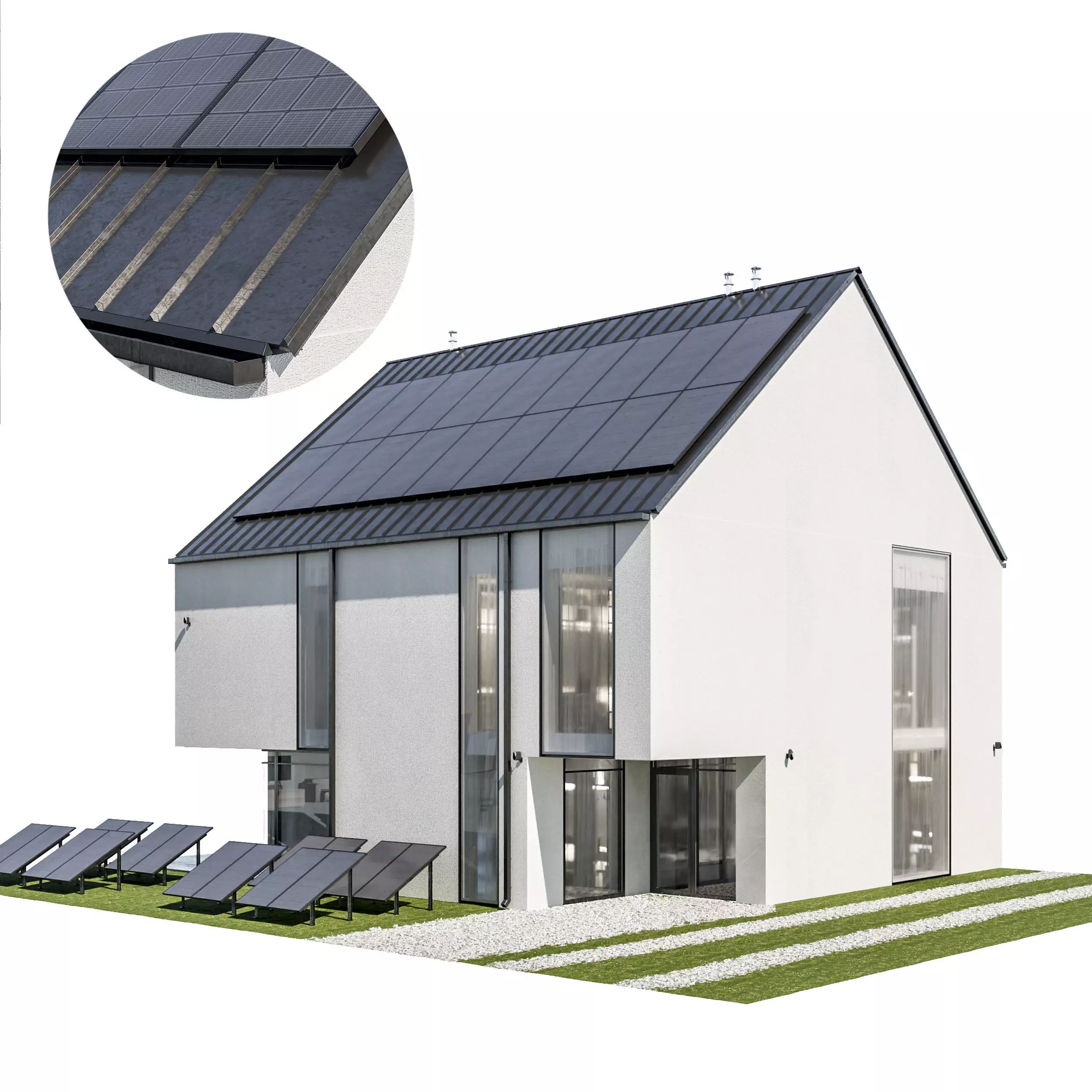 Modern house 26 at night 3D model_0