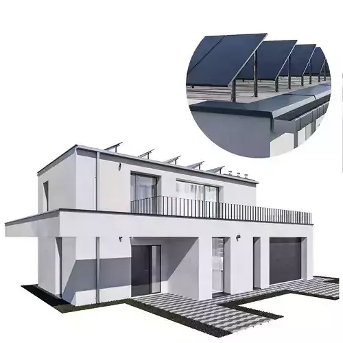 Modern house 28 at night 3D model