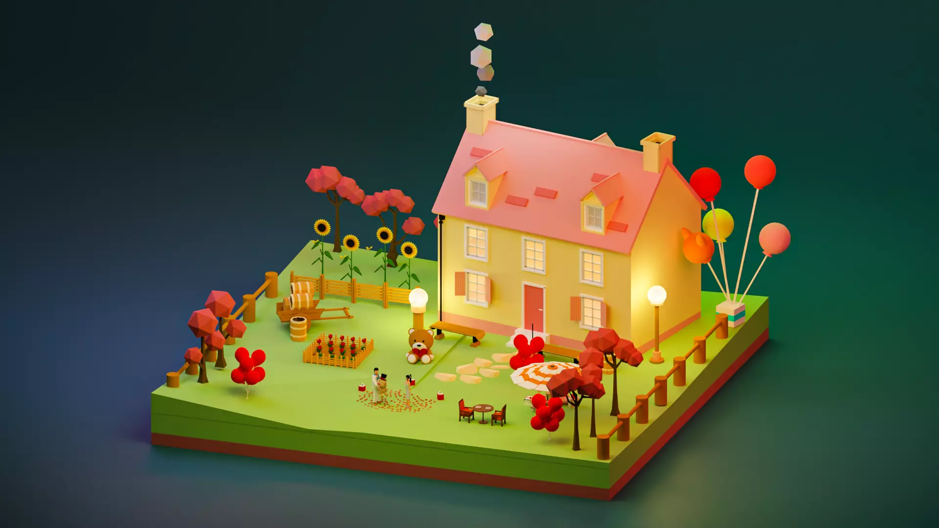 Valentines Day confession scene Free 3D model