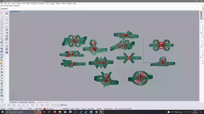 Zodiac computer screen showing different designs