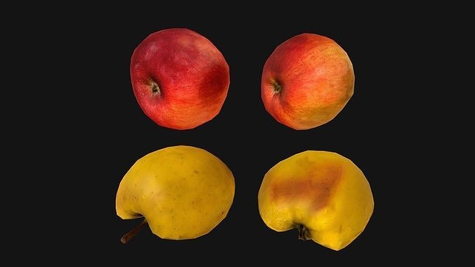 Apple Fruit Sliced Food Low-poly 3D model 7