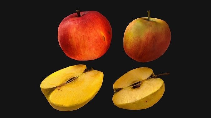 Apple Fruit Sliced Food Low-poly 3D model 4