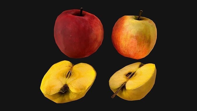 Apple Fruit Sliced Food Low-poly 3D model 6