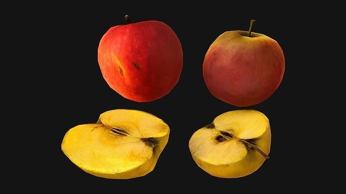 Apple Fruit Sliced Food Low-poly 3D model 5