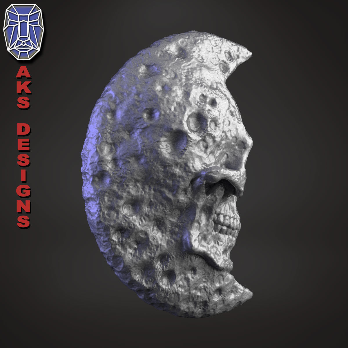 Moon skull v1 Bas relief for wall decoration 3D print model_2
