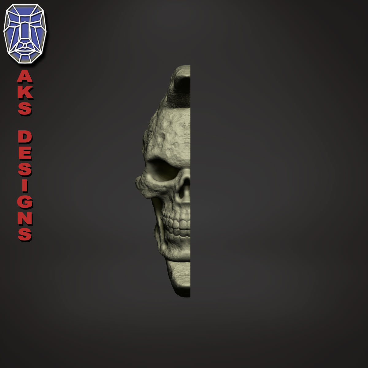 Moon skull v1 Bas relief for wall decoration 3D print model_5