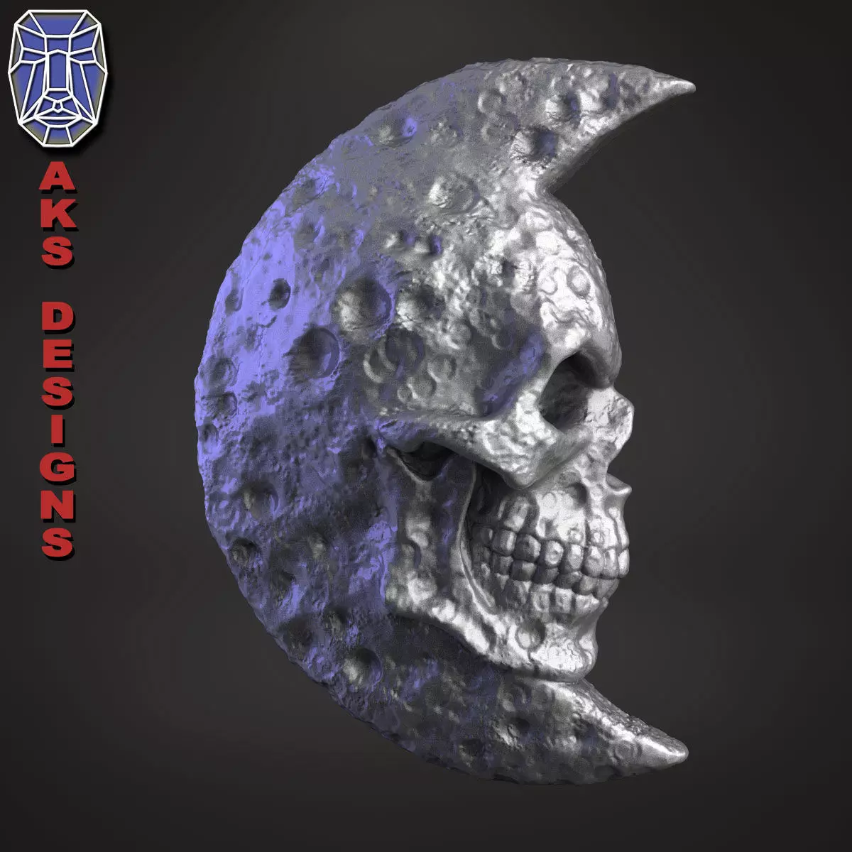 Moon skull v1 Bas relief for wall decoration 3D print model_0