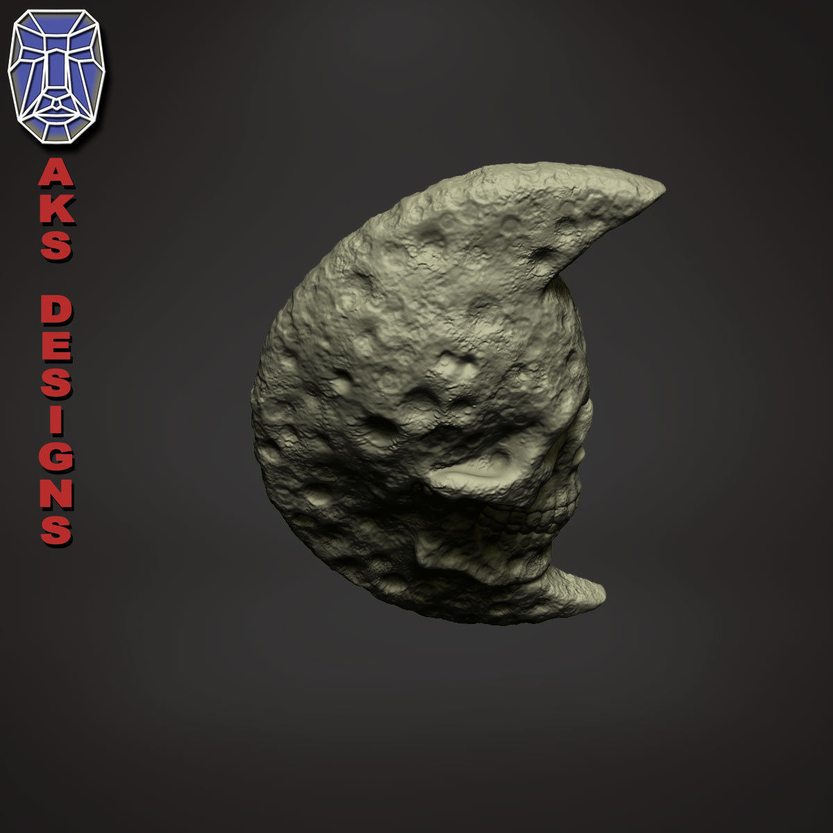 Moon skull v1 Bas relief for wall decoration 3D print model_13