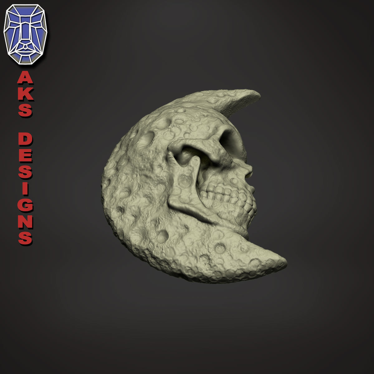 Moon skull v1 Bas relief for wall decoration 3D print model_12