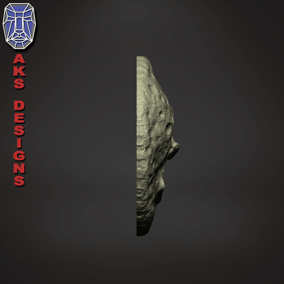 Moon skull v1 Bas relief for wall decoration 3D print model_9