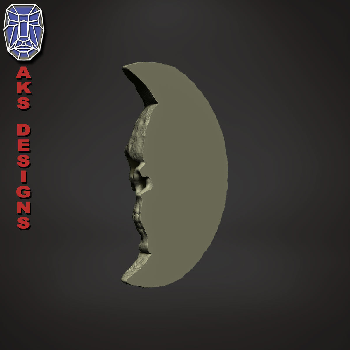 Moon skull v1 Bas relief for wall decoration 3D print model_6