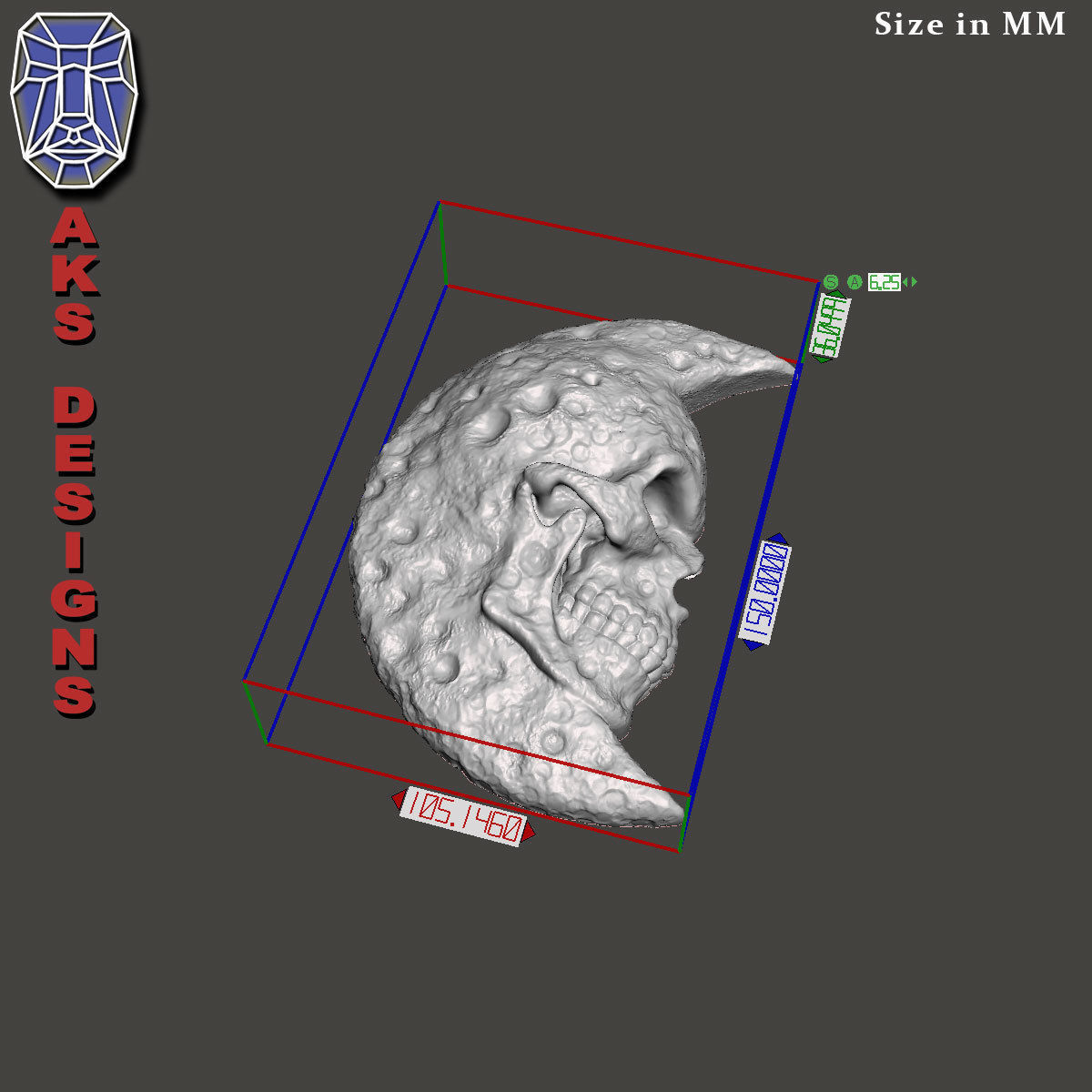 Moon skull v1 Bas relief for wall decoration 3D print model_14