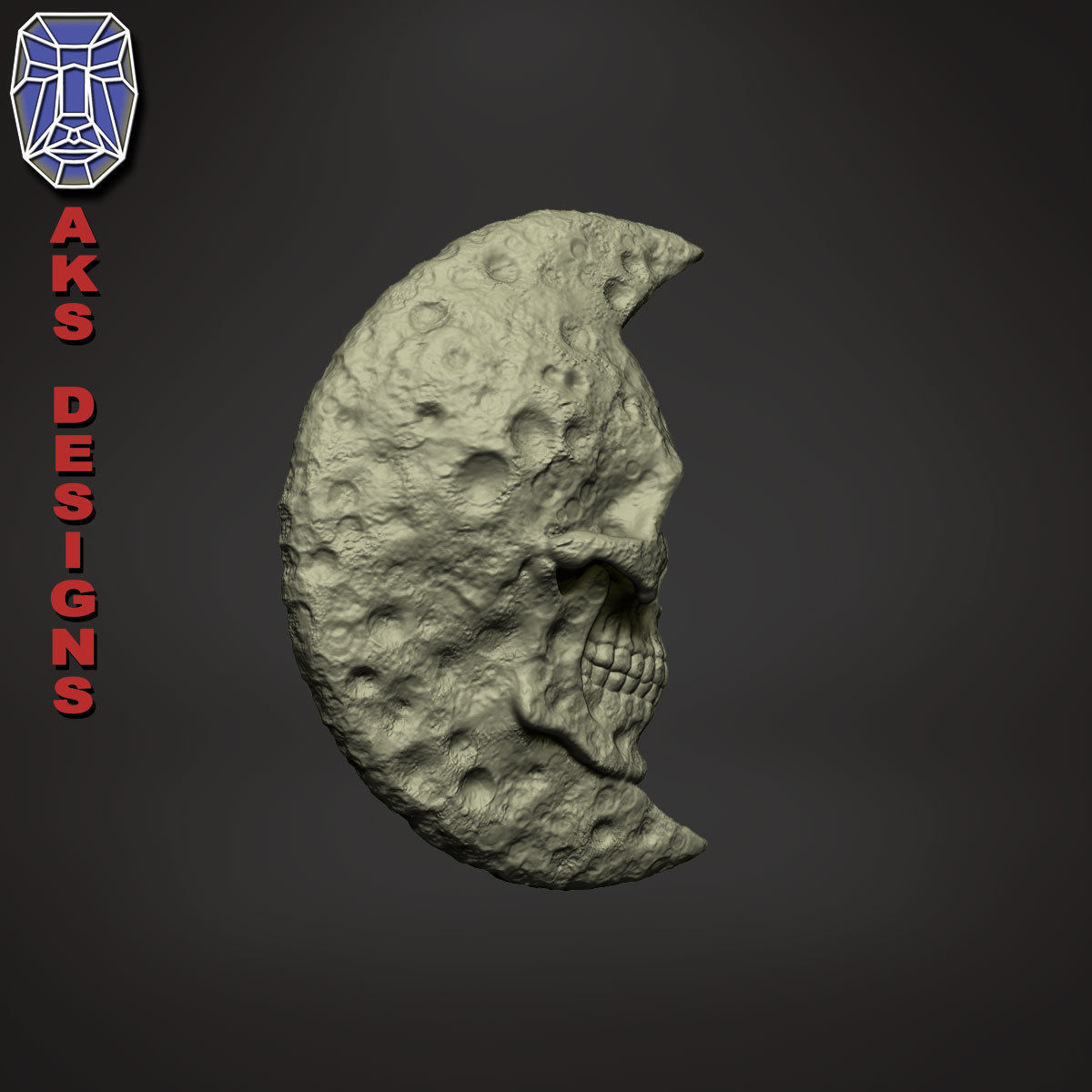 Moon skull v1 Bas relief for wall decoration 3D print model_10