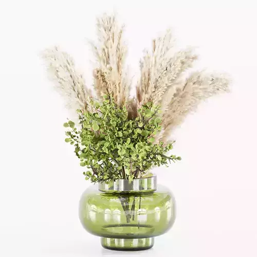 bouqute09 glass vase filled with dried grasses 3D model