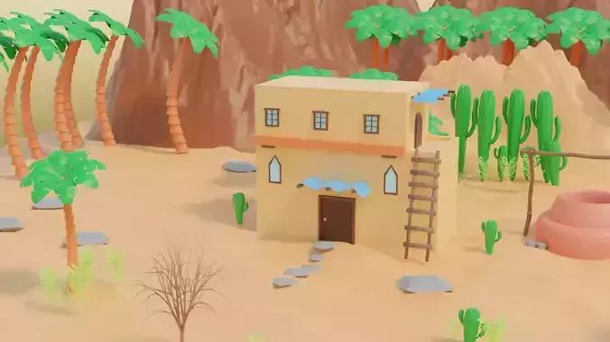 low poly desert environnement