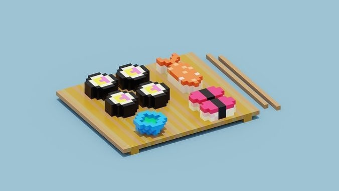 Voxel Sushi Low-poly 3D model