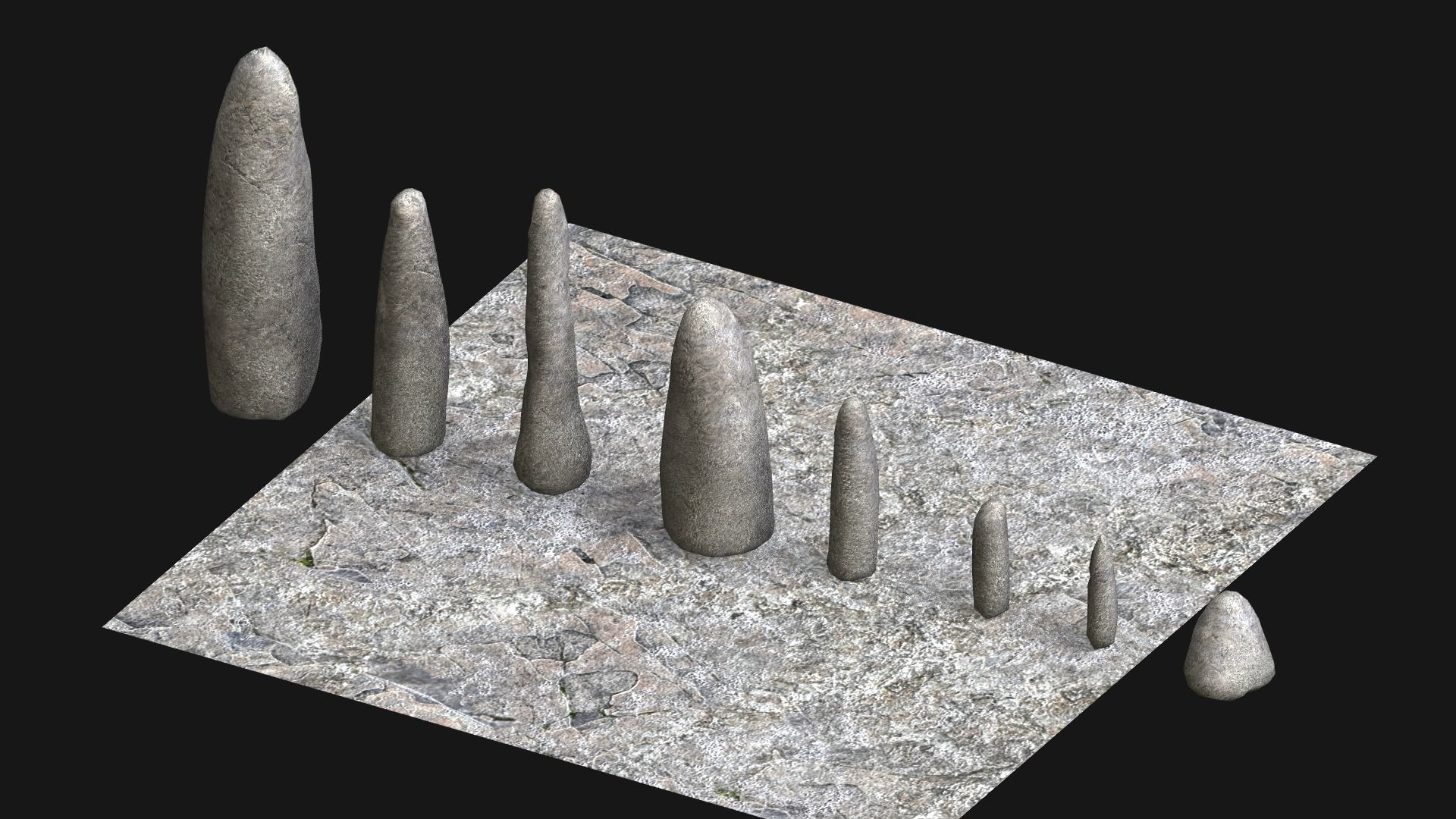 Obelisk Set - White Stone Low-poly 3D model_11