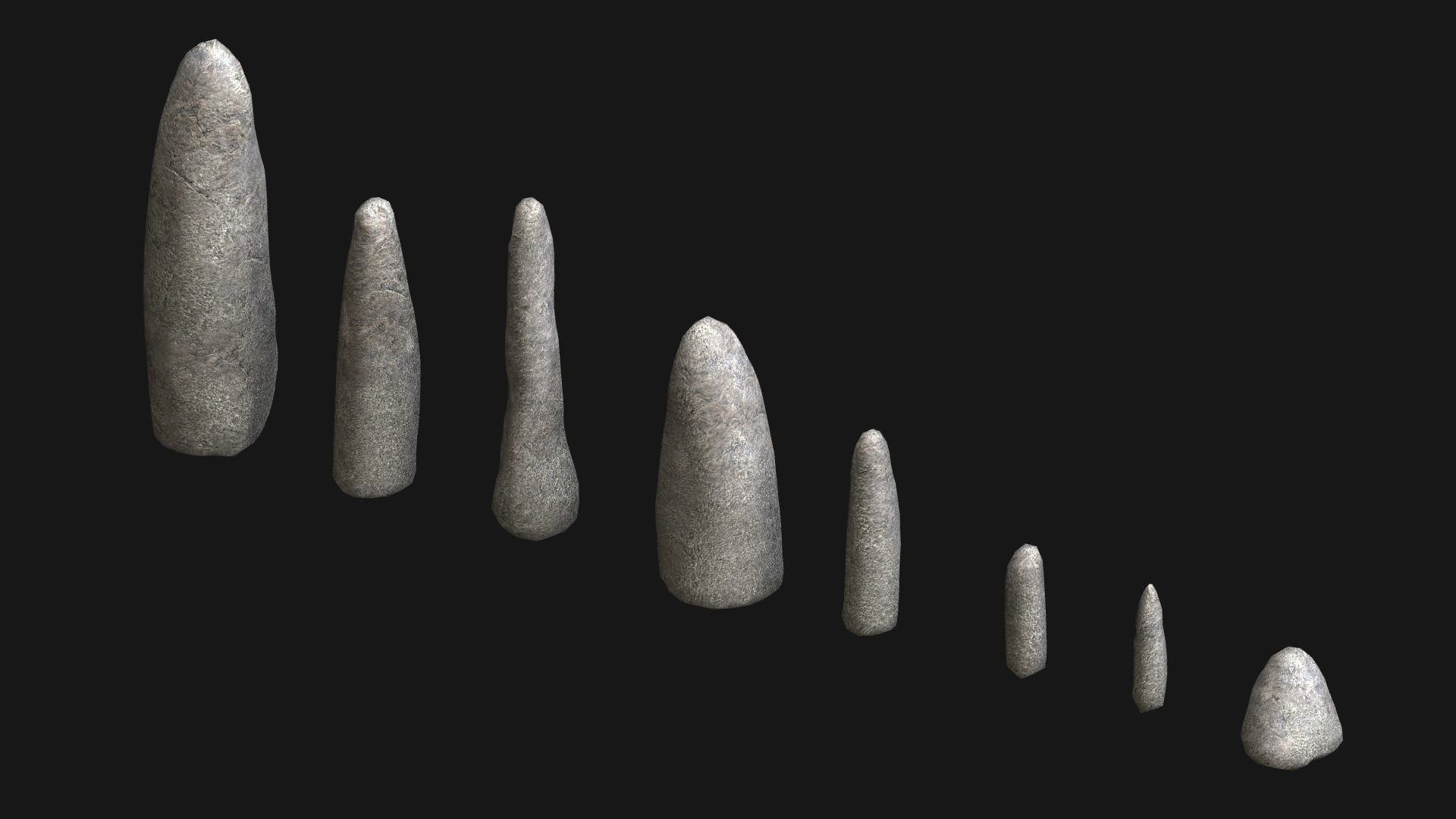 Obelisk Set - White Stone Low-poly 3D model_1