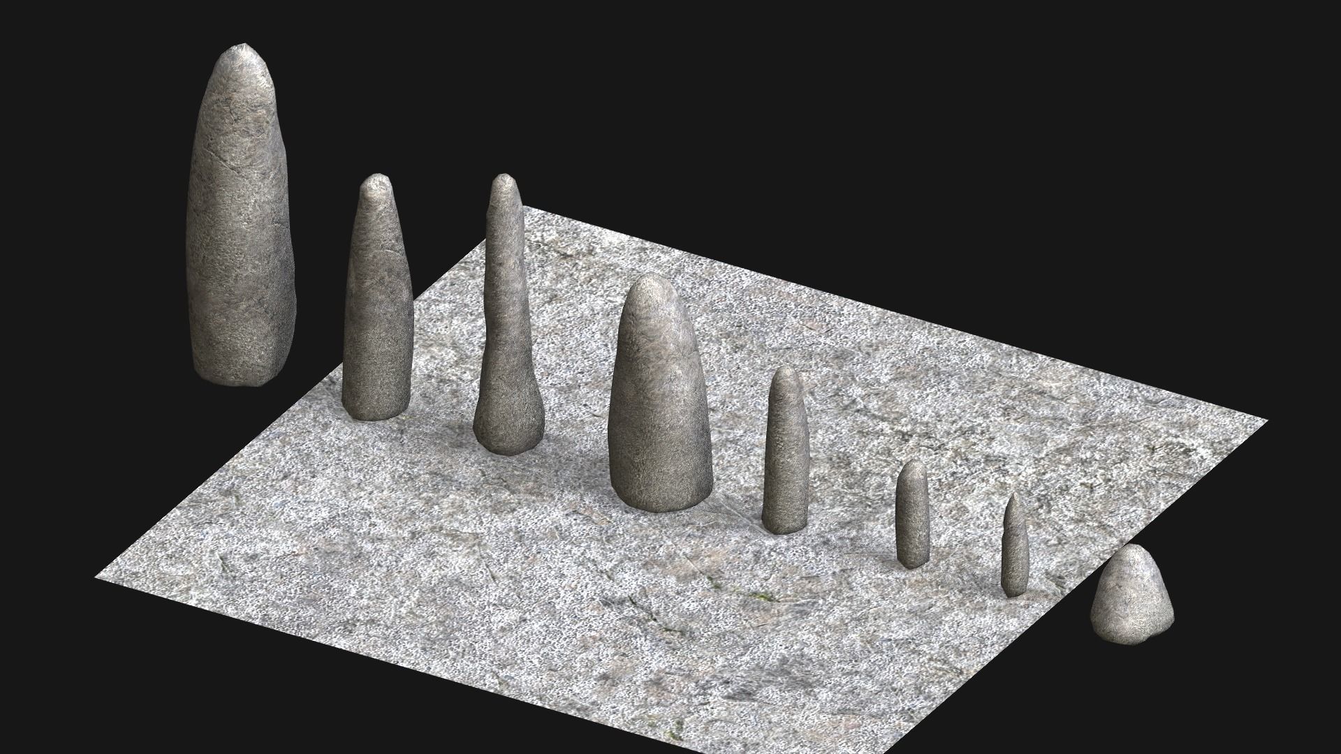 Obelisk Set - White Stone Low-poly 3D model_10