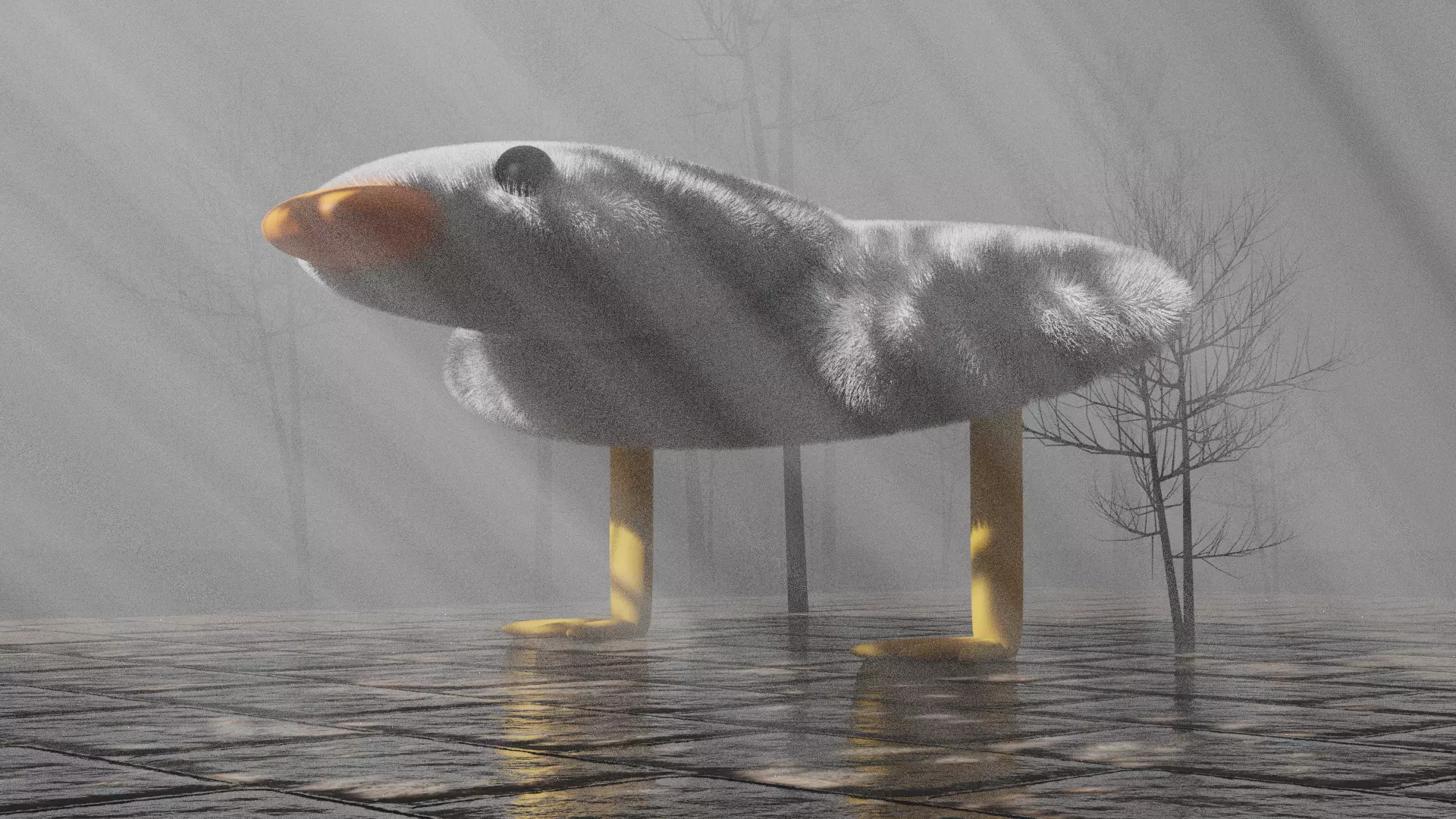 duck realistic in rain Free 3D model