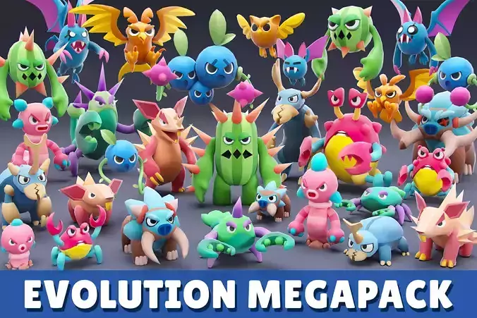 Cartoon Characters - Evolution Mega Pack Low-poly 3D model