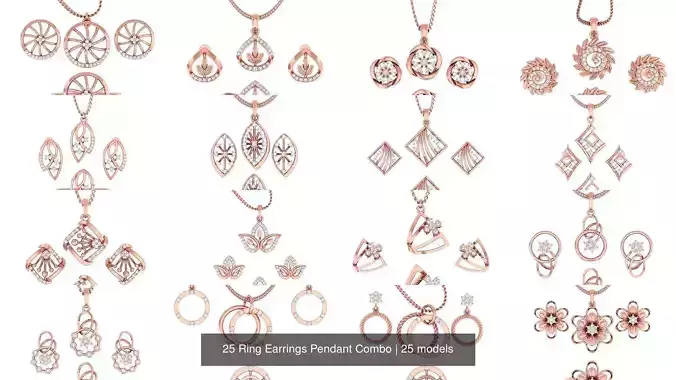 25 Ring Earrings Pendant Combo