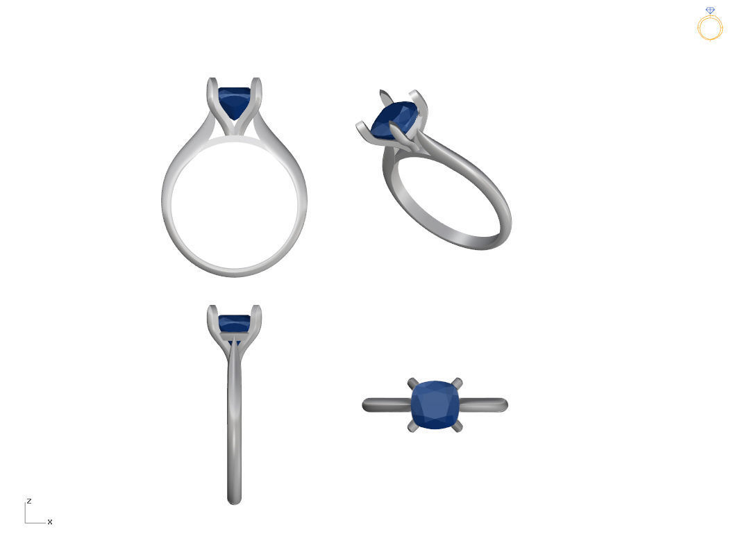 Solitaire engagement ring 3D print model_6