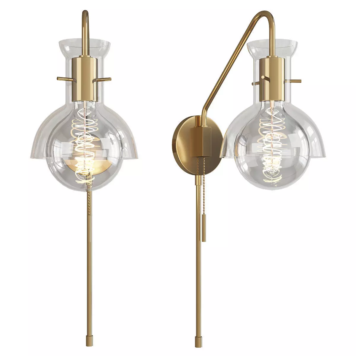 Mitzi Riley Glass Wall Sconce Low-poly 3D model_0