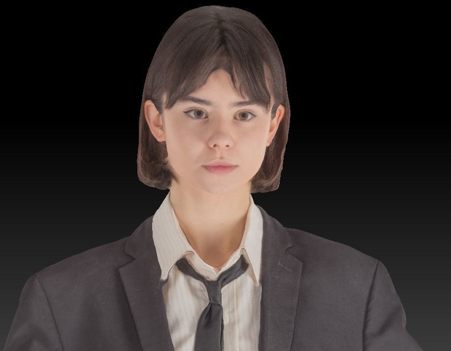 Woman in school uniform ready for animation 341 Low-poly 3D model_7