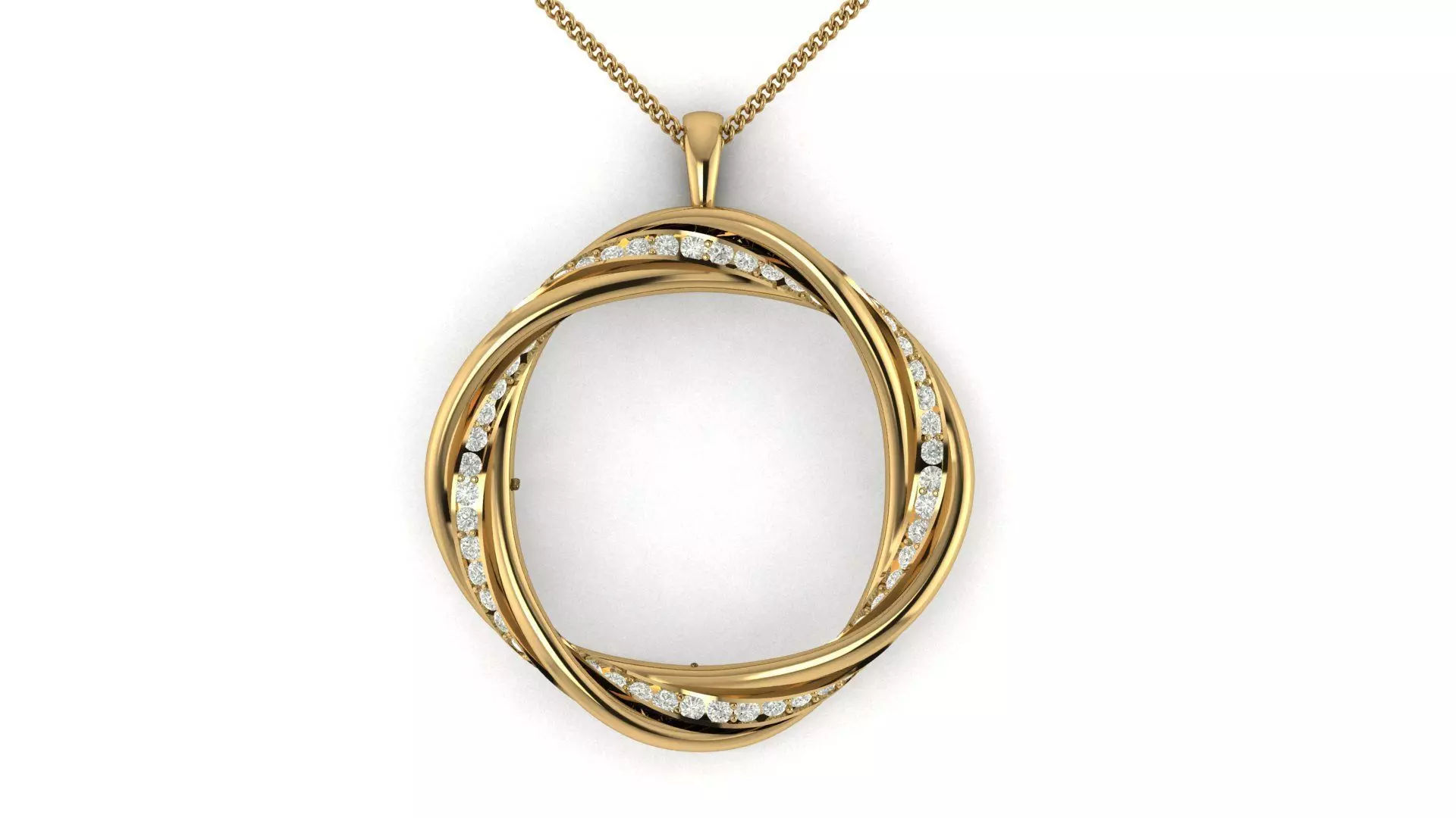 Round cable diamond pendant 3D print model