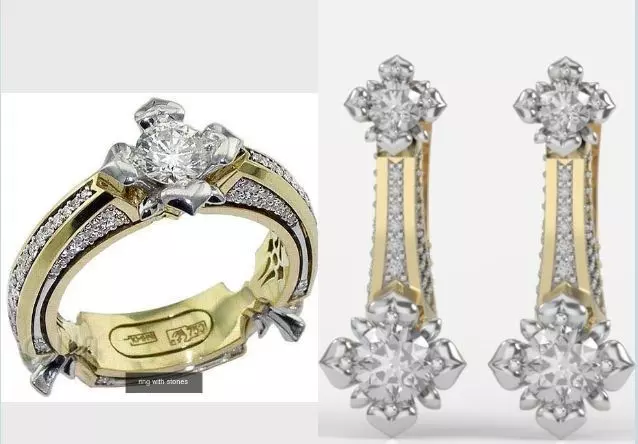 ring and earrings with stones 3D Model Collection_0