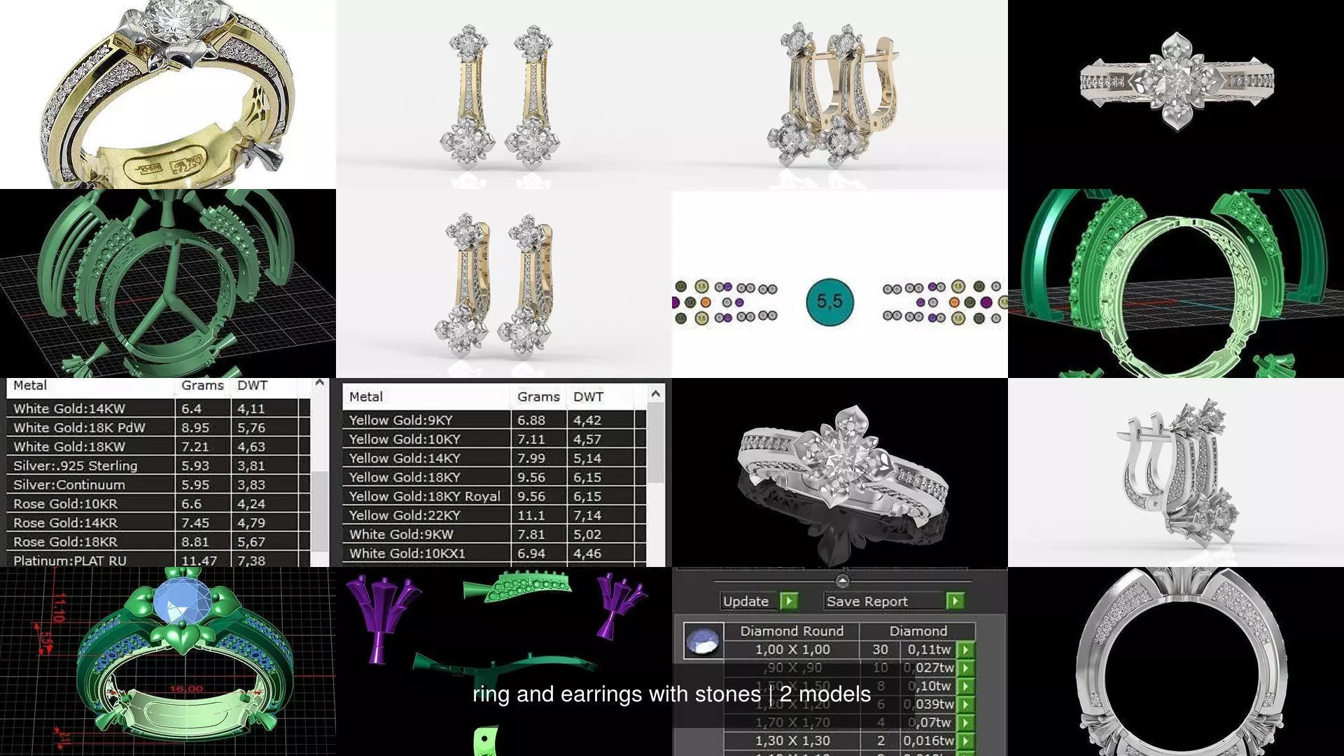 ring and earrings with stones 3D Model Collection_1