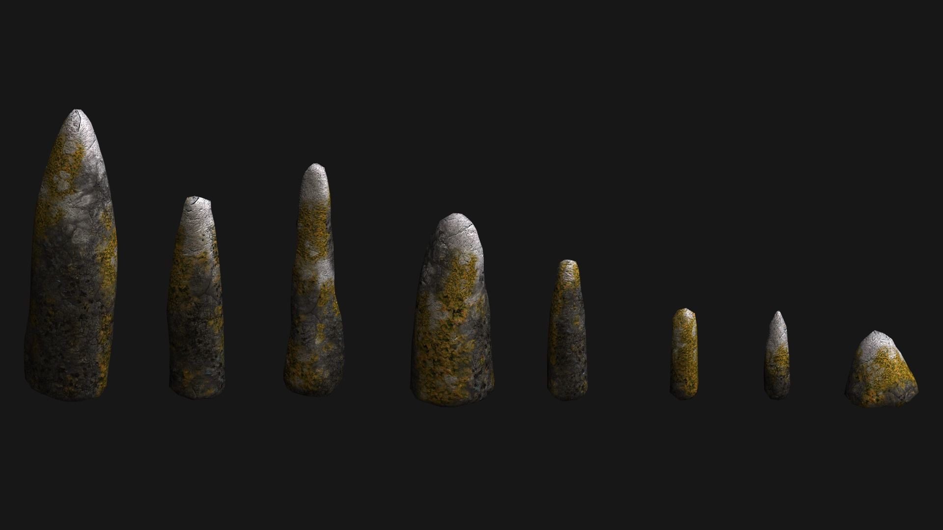 Obelisk Set - Corrupted Low-poly 3D model_1