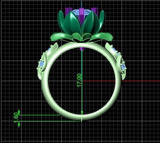 ring flower with stones 3D print model_29