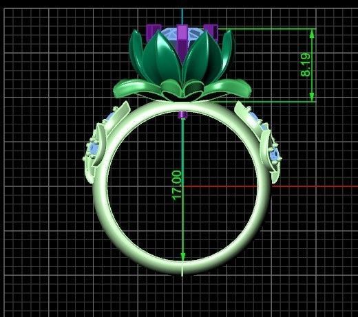 ring flower with stones 3D print model_28