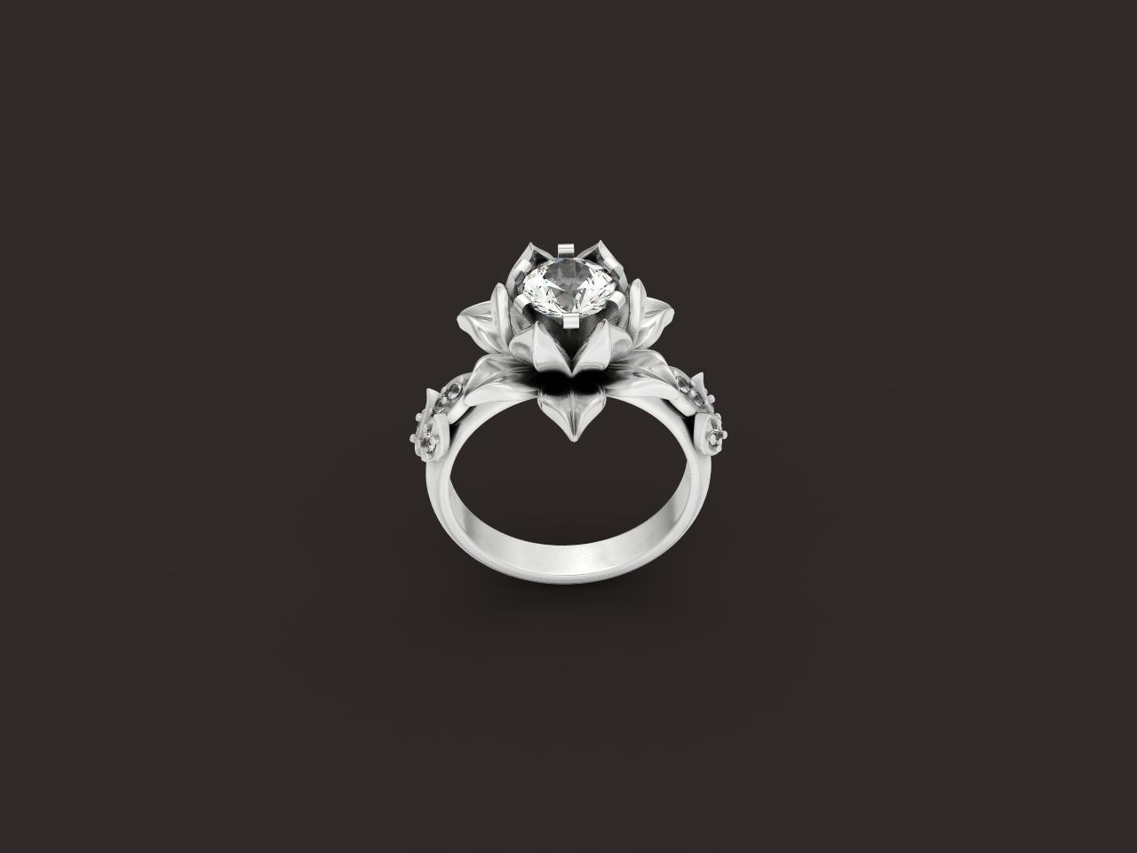 ring flower with stones 3D print model_37