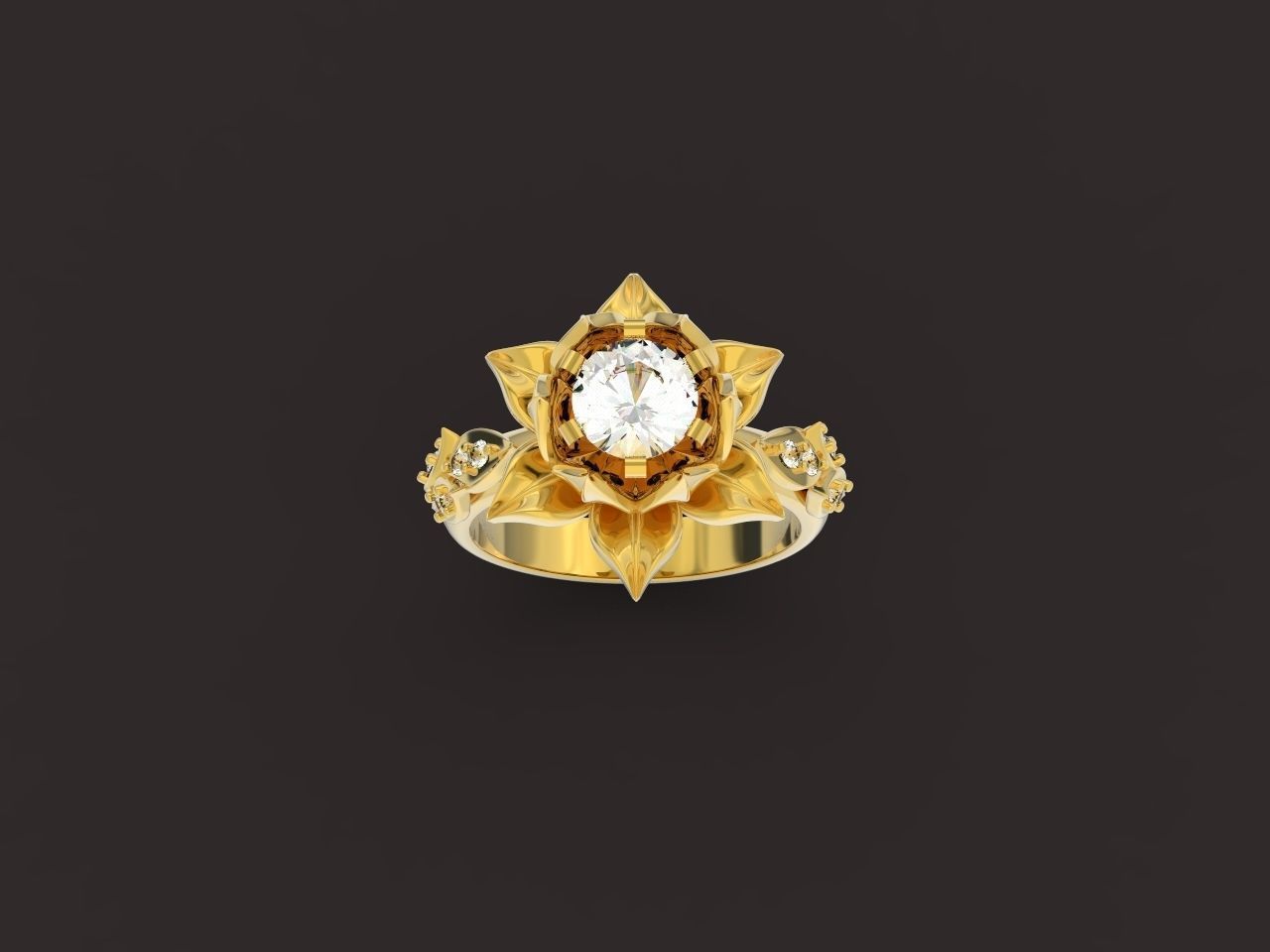 ring flower with stones 3D print model_16